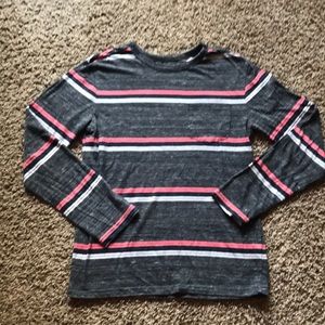 Cat & Jack Gray Long Sleeve Shirt with White and Red Stripes